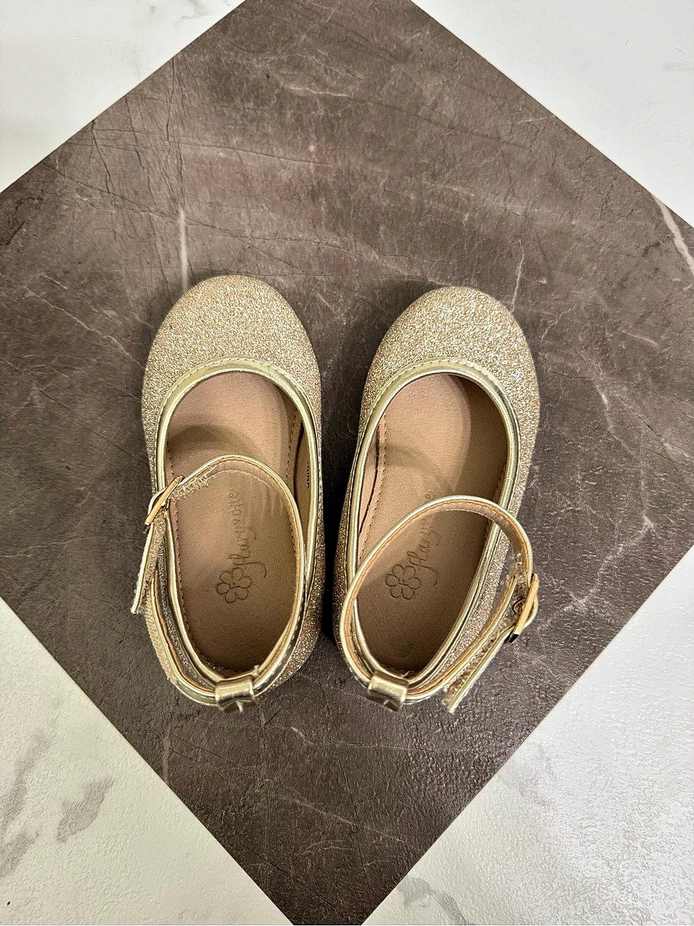 Toddler girls Mary Jane Dress Shoes Gold Glitter